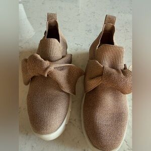 Bernie Mev Taupe Knit Slip-On Shoes